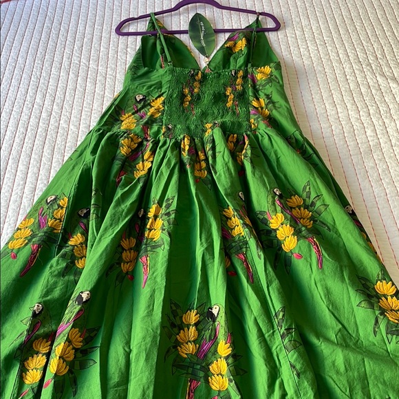 Farm RIO Floral Maracanã Green Dress S XL 100% cotton new - Picture 12 of 15